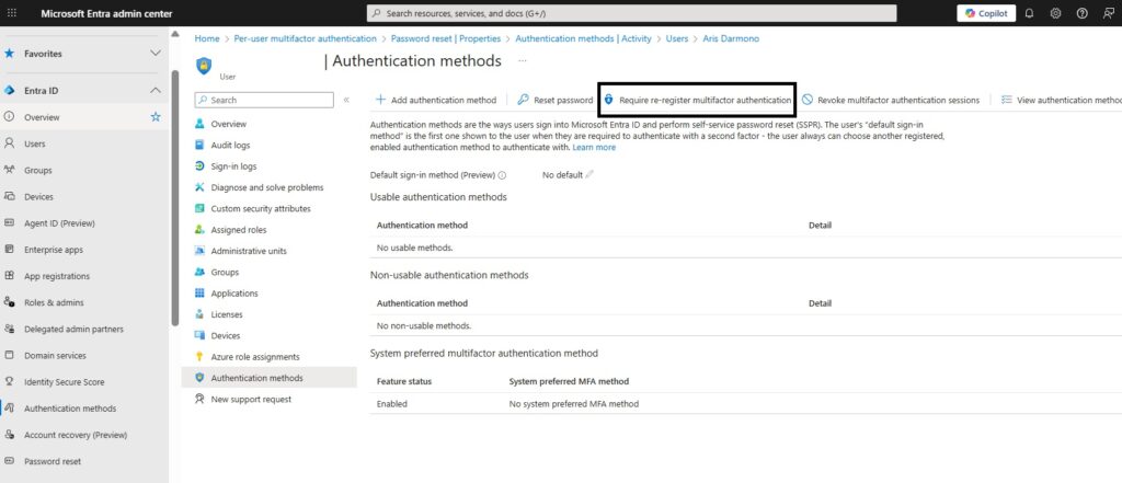 Require re-register multifactor authentication