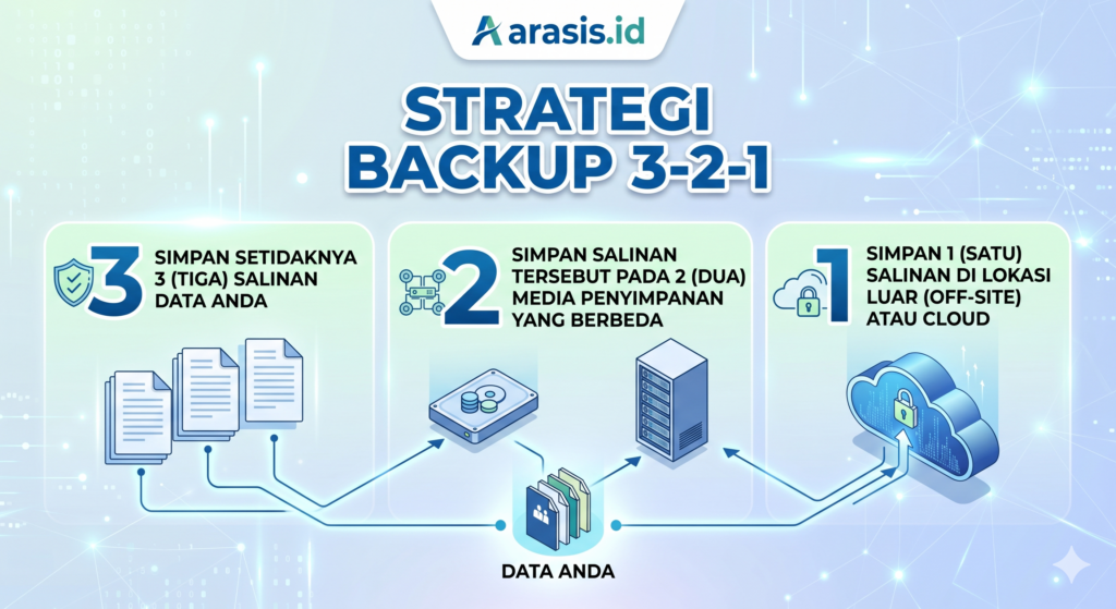 Strategi Backup 3-2-1 untuk Perlindungan Data Optimal 20260415 arasis.id strategi 123