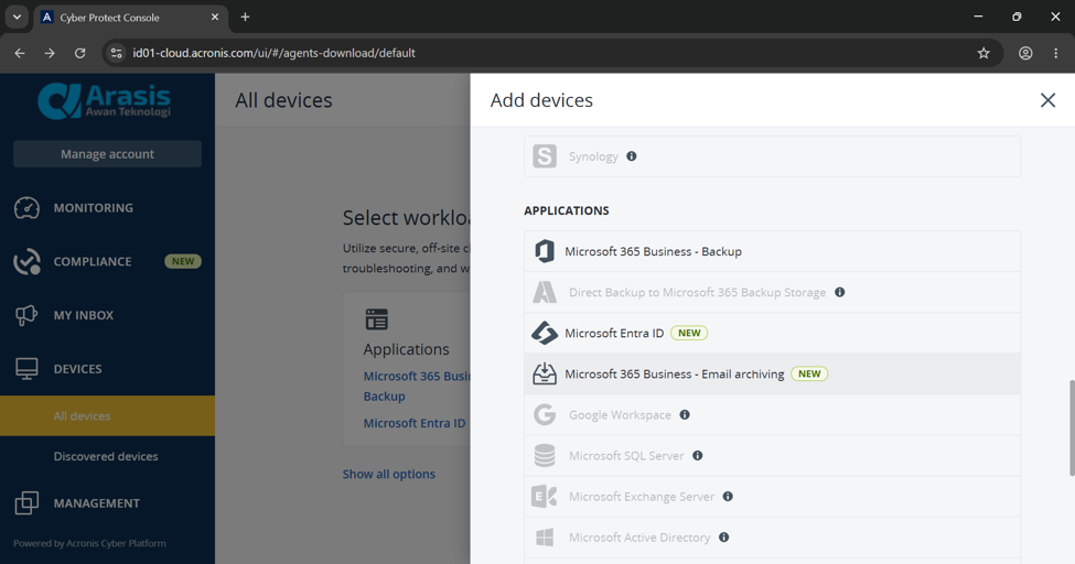 Panduan Teknis: Implementasi & Konfigurasi Acronis Email Archiving for Microsoft 365 image