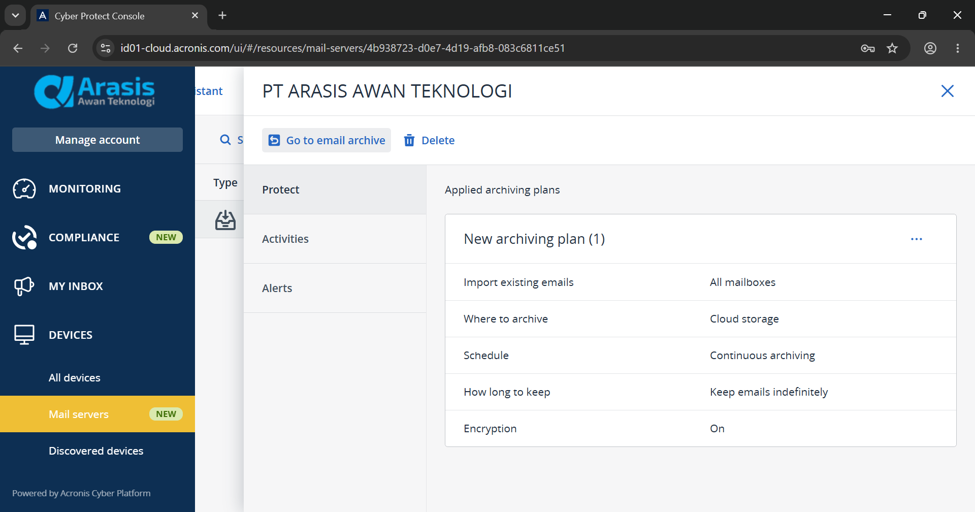 Panduan Teknis: Implementasi & Konfigurasi Acronis Email Archiving for Microsoft 365 image