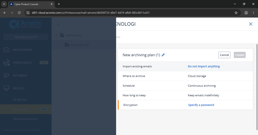 Panduan Teknis: Implementasi & Konfigurasi Acronis Email Archiving for Microsoft 365 image