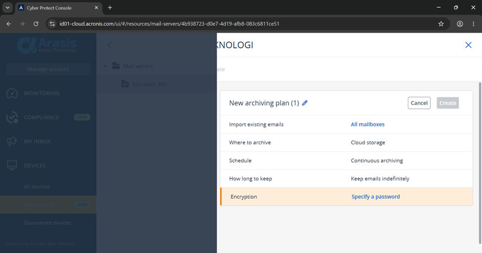 Panduan Teknis: Implementasi & Konfigurasi Acronis Email Archiving for Microsoft 365 image
